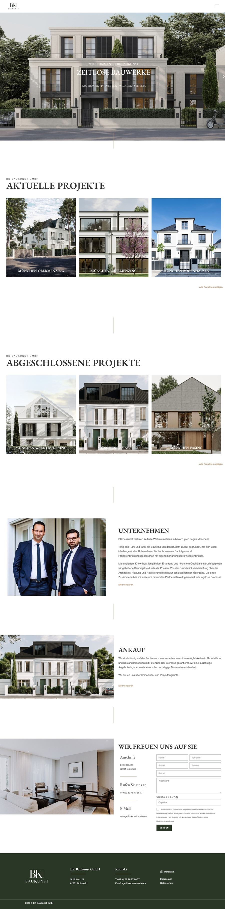 Die heutige Website von BK Baukunst